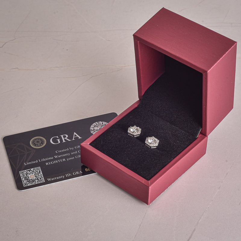 Brinco ponto de luz hexagonal MOISSANITE