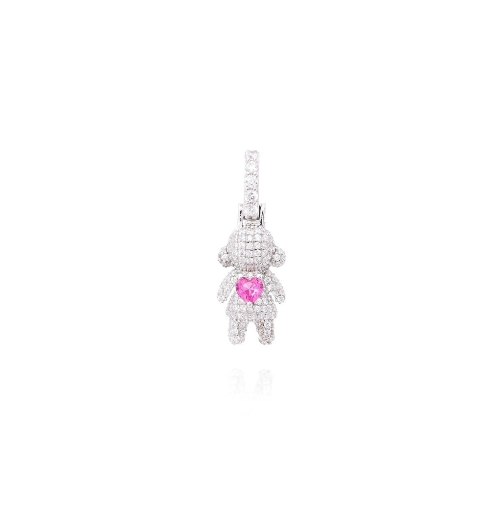 Pingente Menina cravejada prata 925 - Safira pink