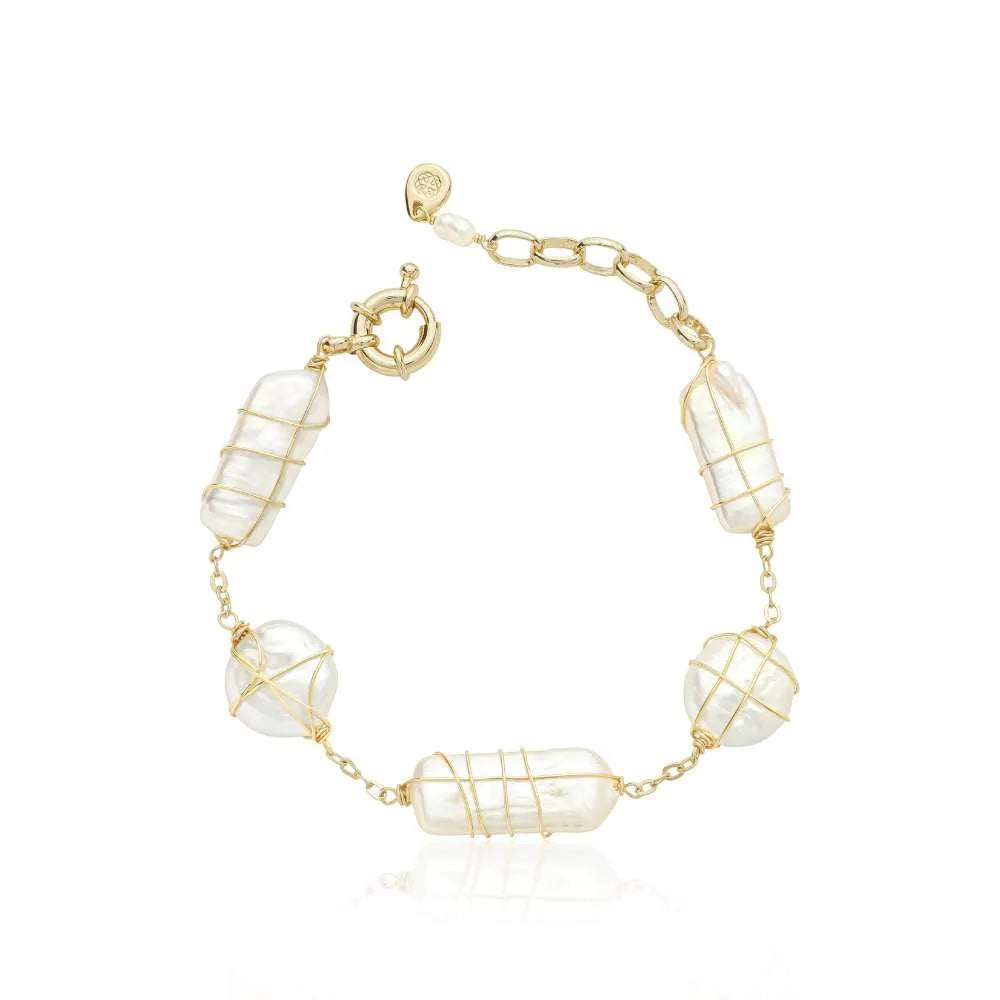 Pulseira pérolas barrocas fio hug